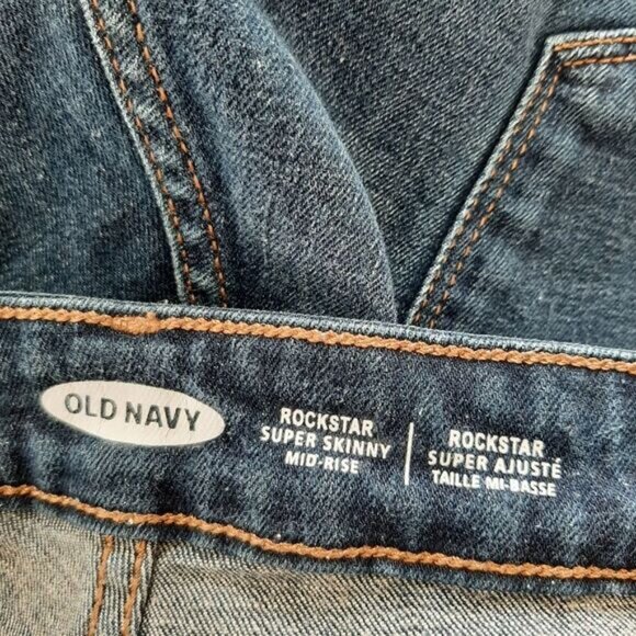 OLD NAVY | Rockstar Super Skinny Mid-Rise Crop Ankle Blue Jeans Sz 16 Petite - Picture 9 of 11